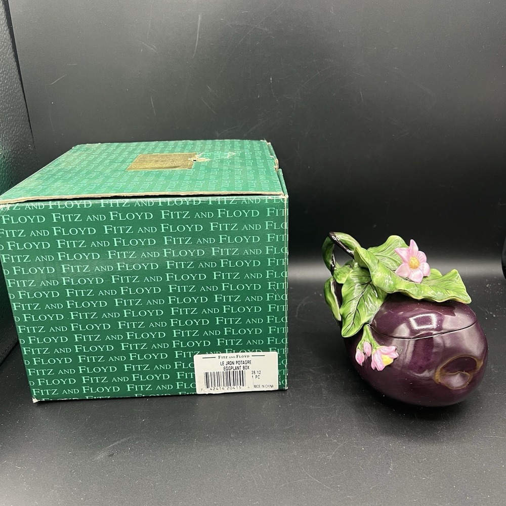 LE JRDN‎ POTAGRE FITZ & FLOYD Classics EGGPLANT Condiment Dish Box ~ Beautiful